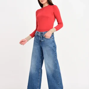 Women's Blue Straight Loose Fit Mid Rise Jeans