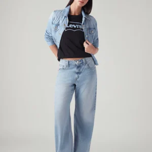 Women's Light Blue Loose Bootcut Fit High Rise Jeans